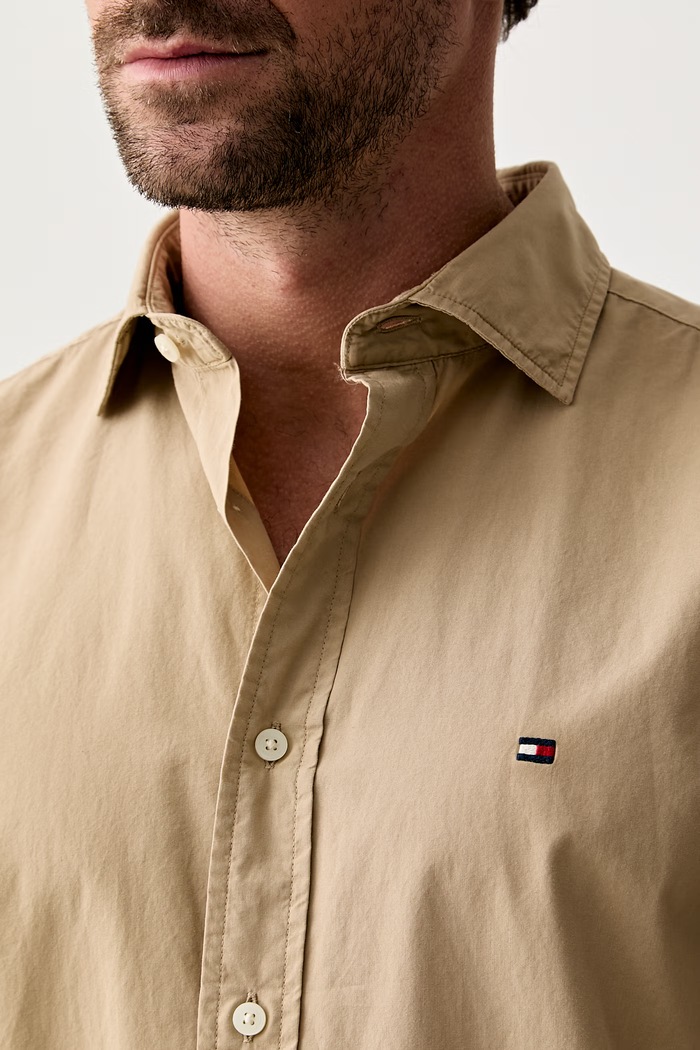 Tommy Hilfiger srajca moška bombažna MW0MW43298 bež
