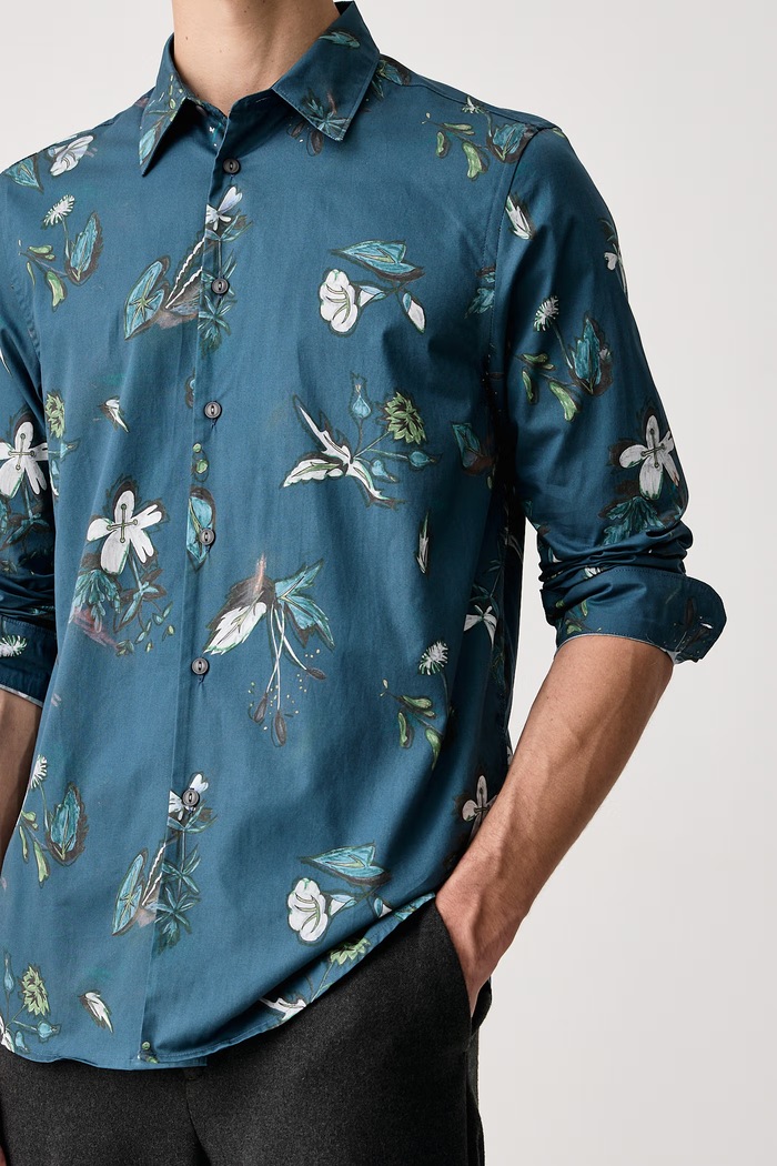 Koszula męska bawełniana PS Paul Smith M2R.765X.W22791 granatowy