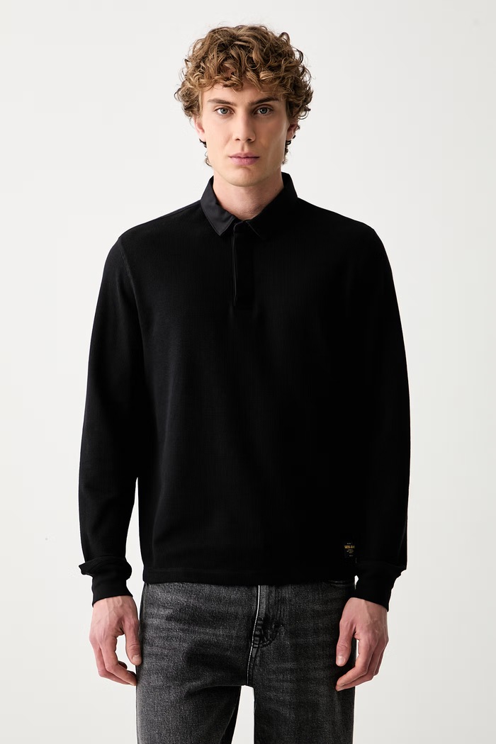 Guess Jeans longsleeve męski bawełniany z elastanem czarny M6YP02.K3813