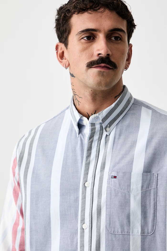 Tommy Jeans košeľa pánska bavlnená modrá DM0DM23246