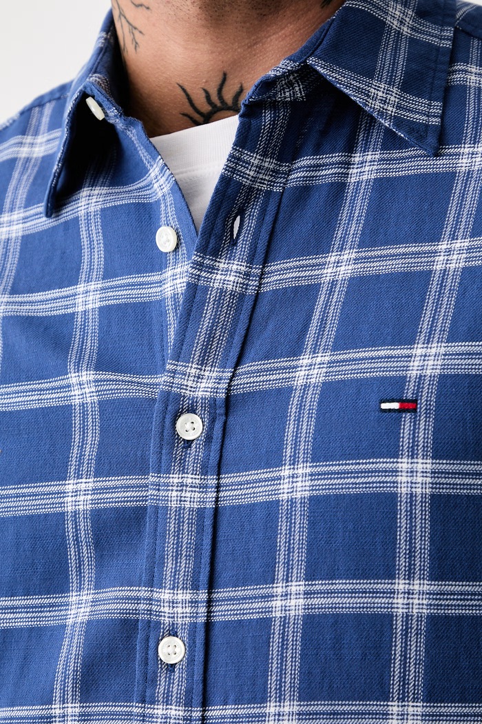 Tommy Jeans košile pánská bavlněná DM0DM23139 modrá