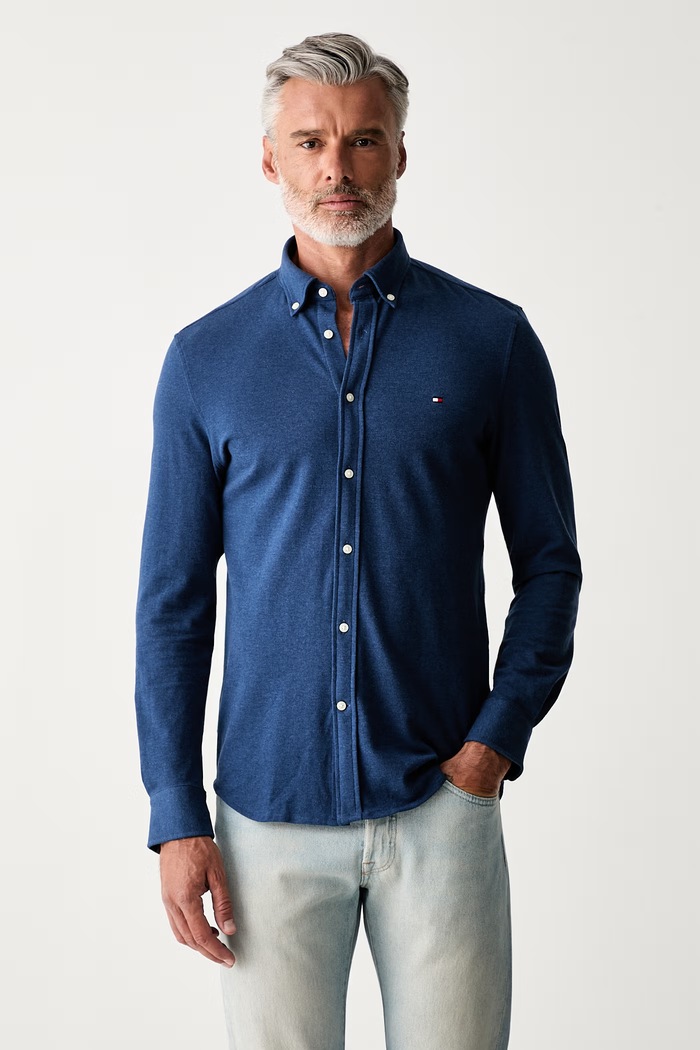 Tommy Hilfiger koszula męska bawełniana granatowy MW0MW44336