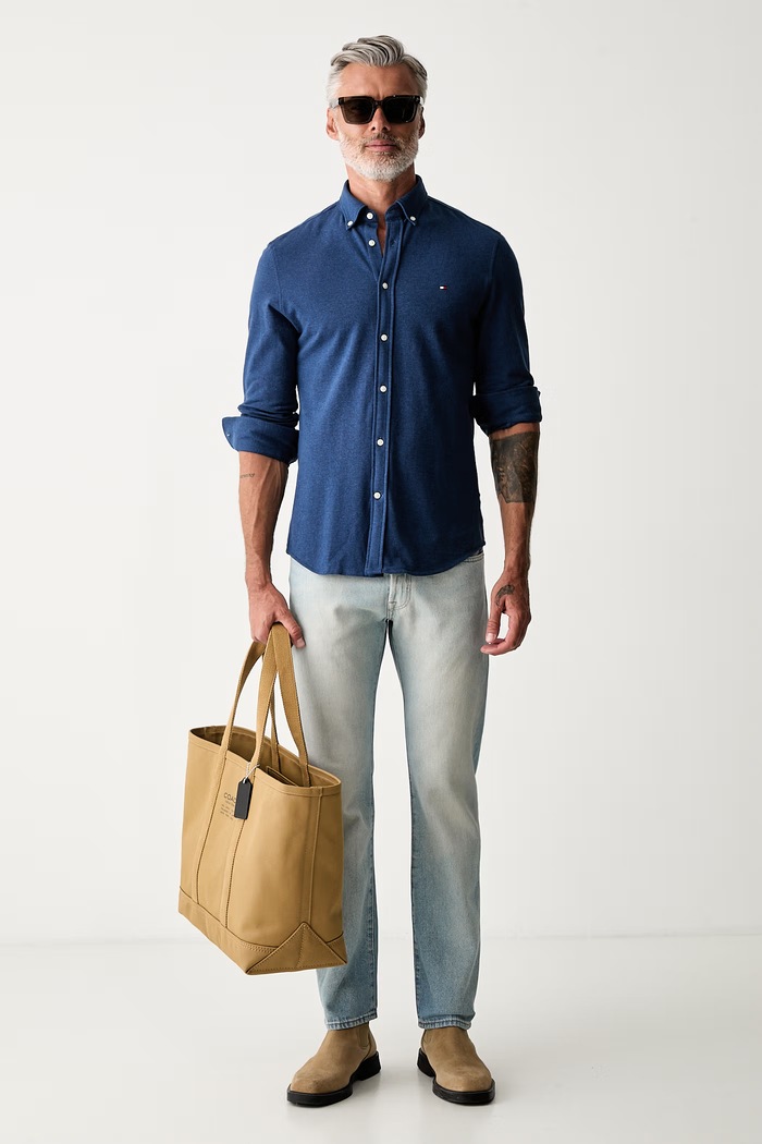 Tommy Hilfiger koszula męska bawełniana MW0MW44336 granatowy AW26