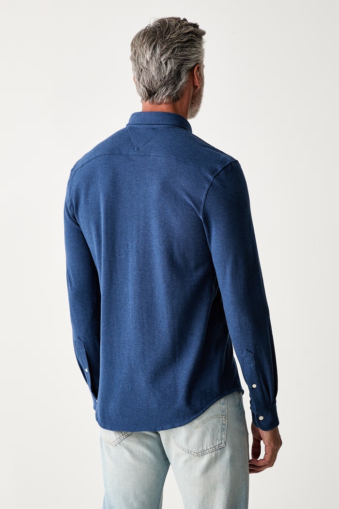 Odzież Tommy Hilfiger koszula męska bawełniana MW0MW44336 granatowy