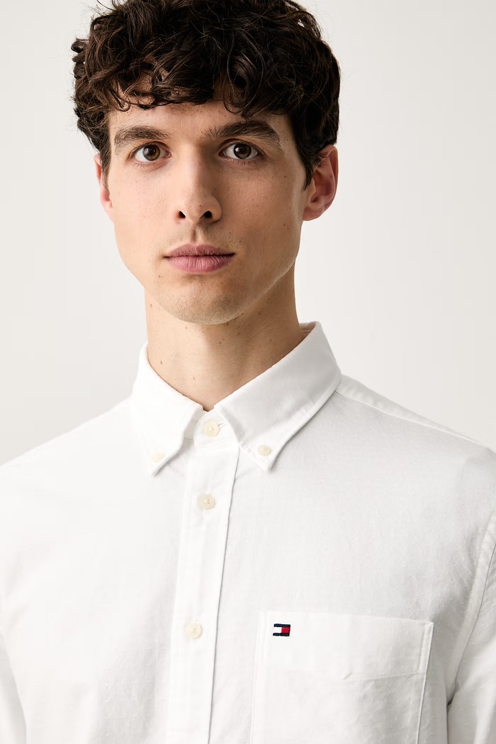 Tommy Hilfiger πουκάμισο ανδρικό βαμβακερό λευκό MW0MW43347