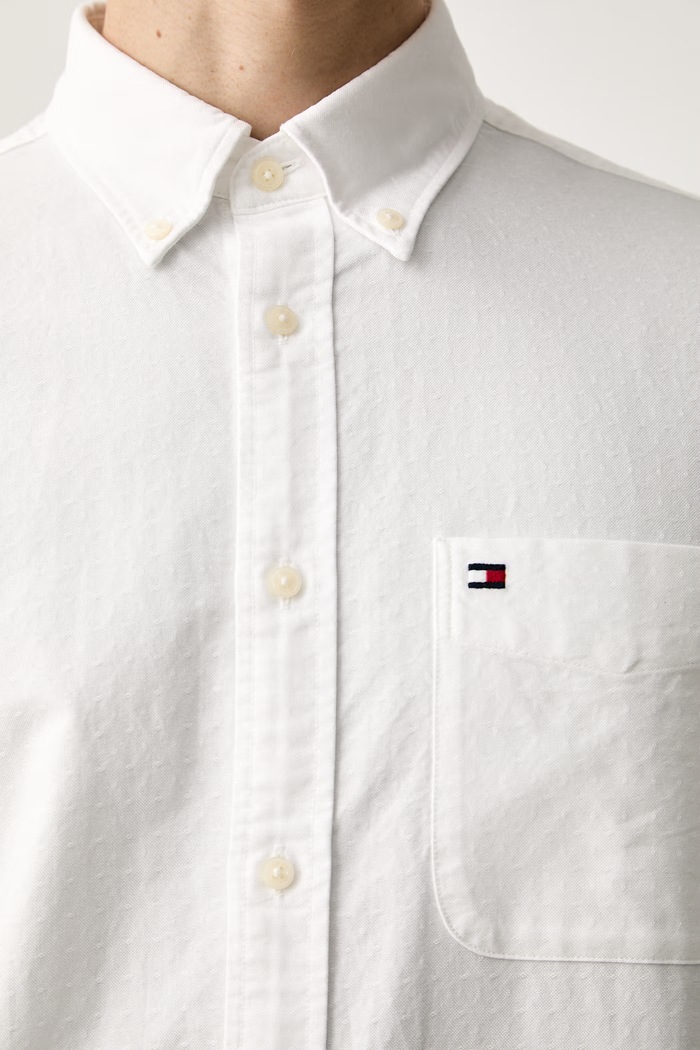 Tommy Hilfiger πουκάμισο ανδρικό βαμβακερό MW0MW43347 λευκό