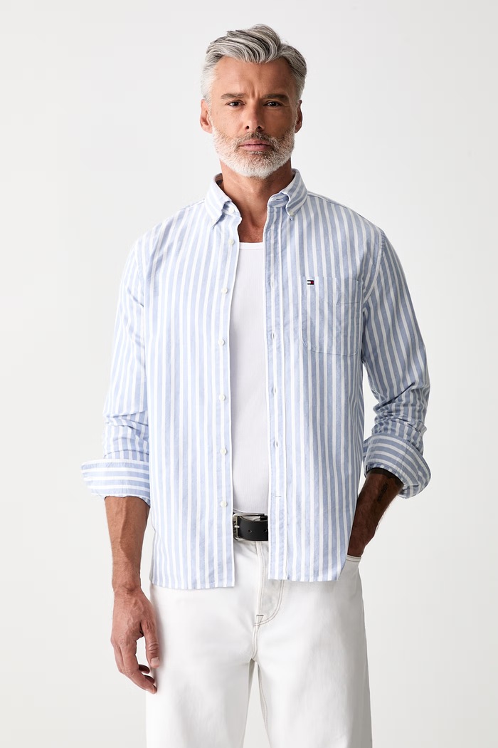 Tommy Hilfiger košulja za muškarce od pamuka plava MW0MW43308
