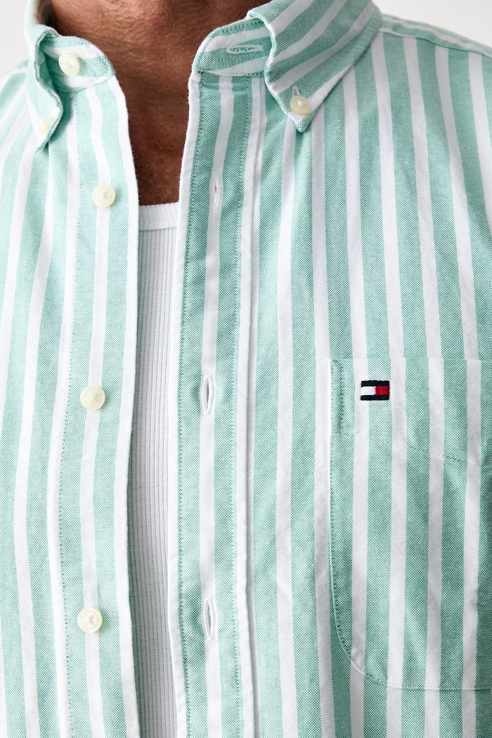 Tommy Hilfiger košulja za muškarce od pamuka MW0MW43308 zelena