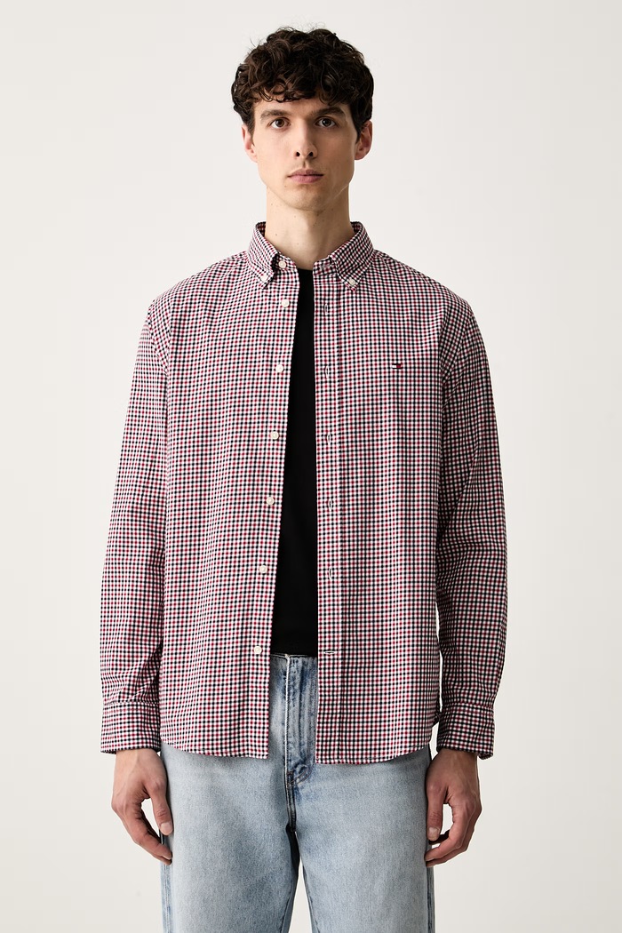 Tommy Hilfiger košile pánská bavlněná červená MW0MW43319