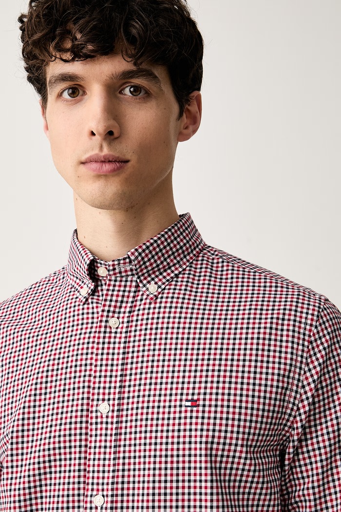 Tommy Hilfiger košile pánská bavlněná červená MW0MW43319