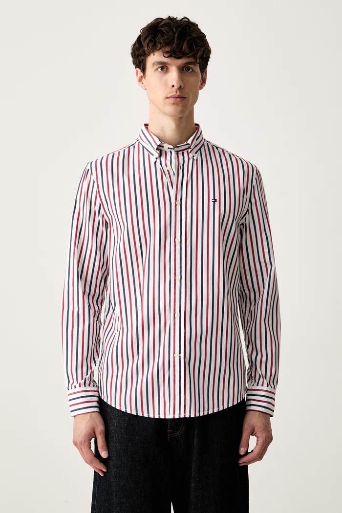 Tommy Hilfiger košeľa pánska bavlnená červená MW0MW43315