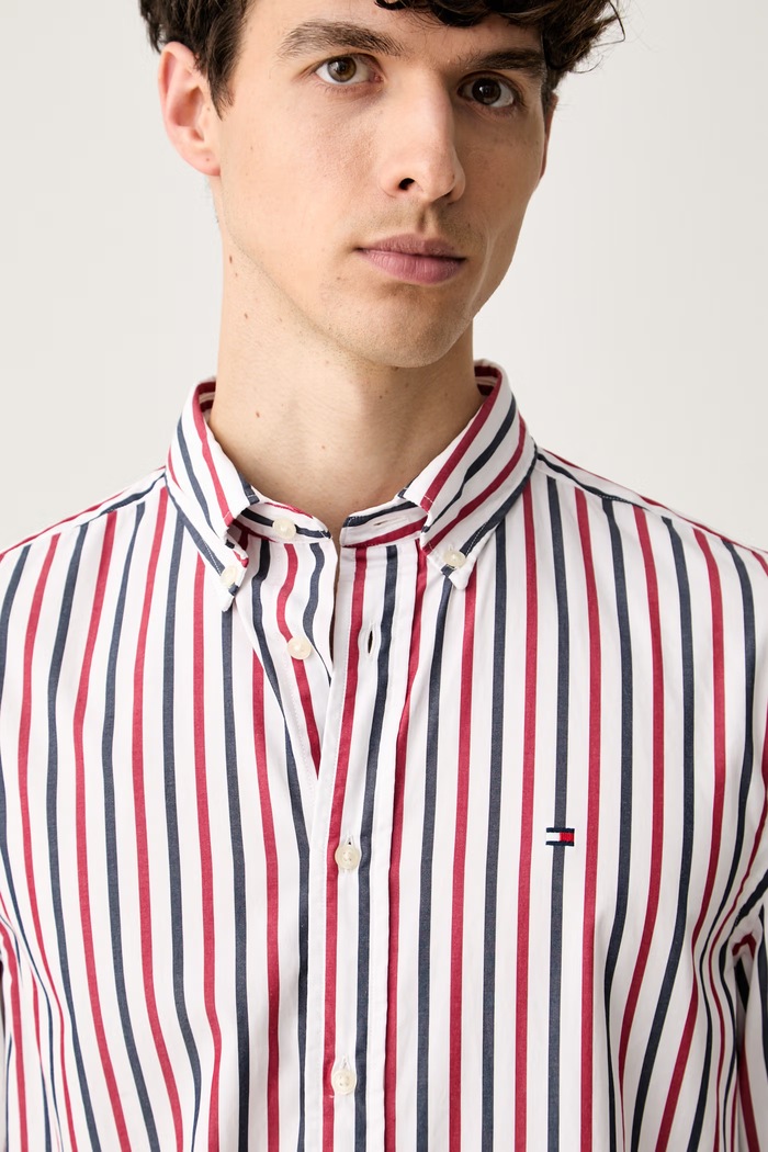 Tommy Hilfiger košeľa pánska bavlnená červená MW0MW43315