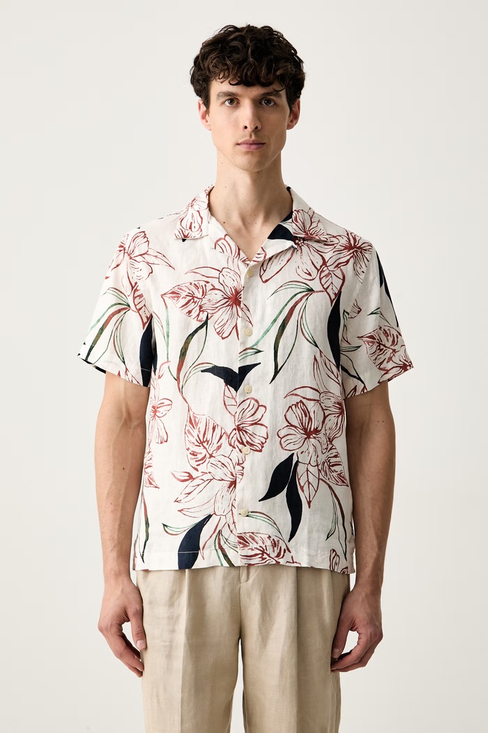 Tommy Hilfiger πουκάμισο ανδρικό λινό μπεζ MW0MW43310