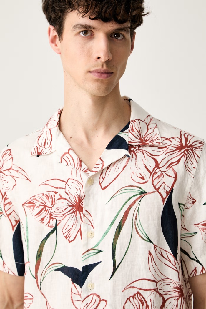 Tommy Hilfiger πουκάμισο ανδρικό λινό μπεζ MW0MW43310