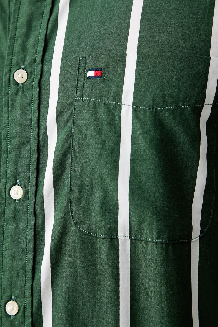 Tommy Hilfiger риза мъжка от памук MW0MW43304 зелен