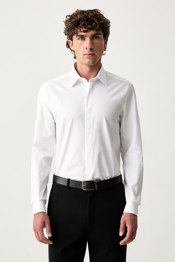 BOSS srajca moška bombažna H-HANK-TUX1-B1-C-263 bela 50568999