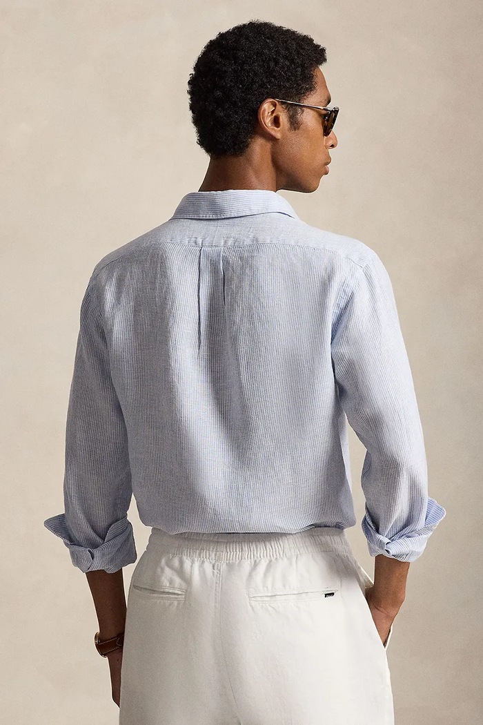 Polo Ralph Lauren koszula męska lniana 710B22588 niebieski AW26