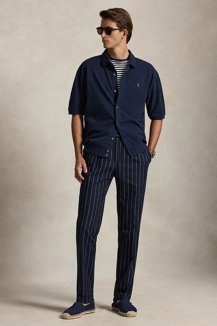 Odzież Polo Ralph Lauren koszula męska bawełniana 710B18514 granatowy