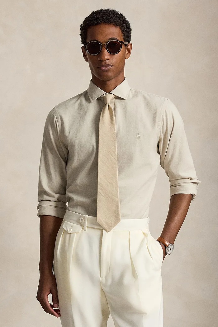 Polo Ralph Lauren koszula męska z bawełną beżowy 710B22592