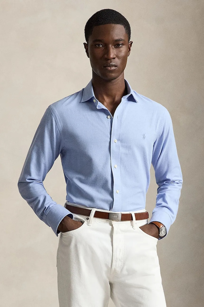 Polo Ralph Lauren srajca moška z bombažem modra 710B22592