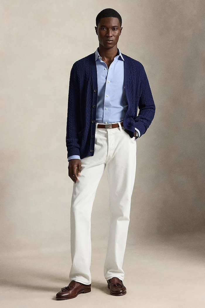 Oblačila Polo Ralph Lauren srajca moška z bombažem 710B22592 modra