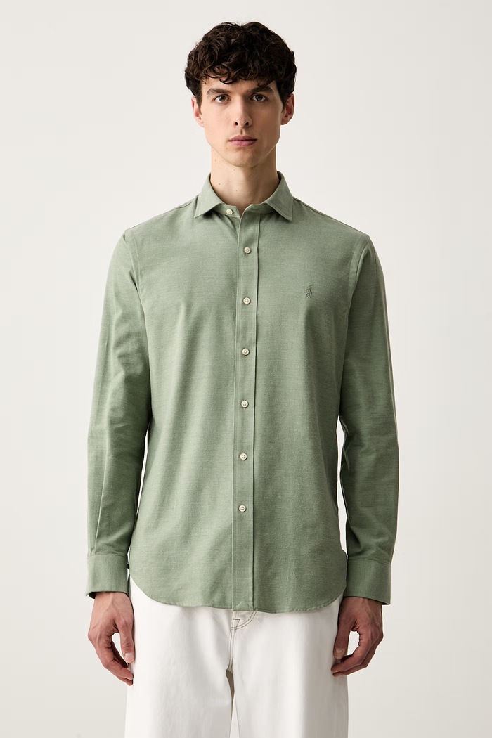 Polo Ralph Lauren férfi ing pamuttal zöld 710B22592
