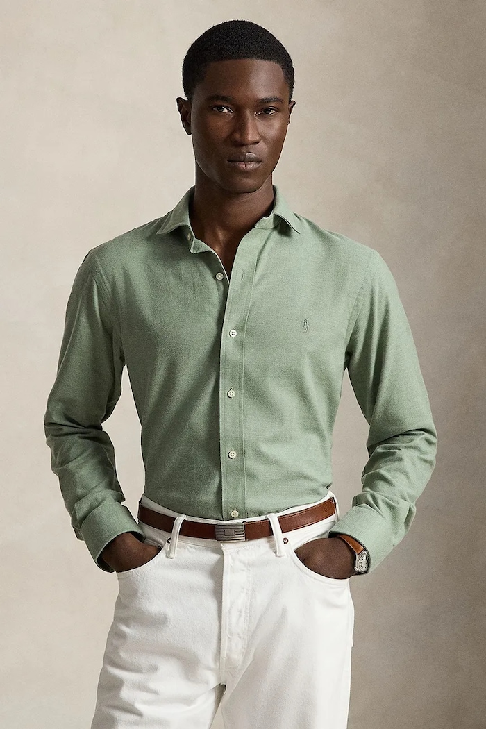 Polo Ralph Lauren camicia da uomo con cotone verde 710B22592