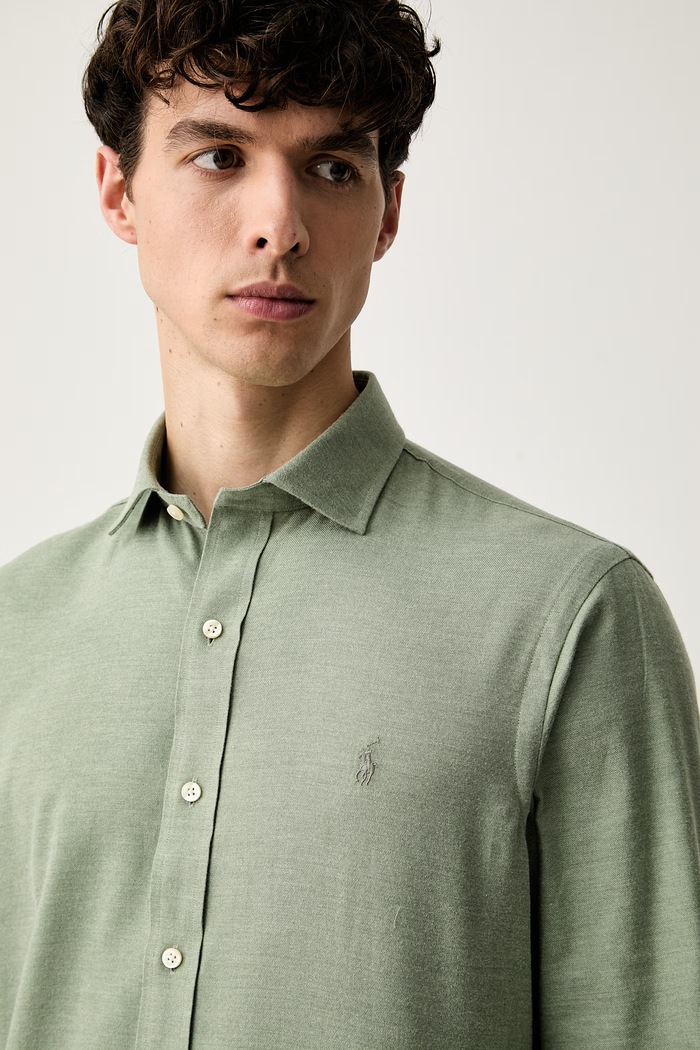 Polo Ralph Lauren férfi ing pamuttal zöld 710B22592