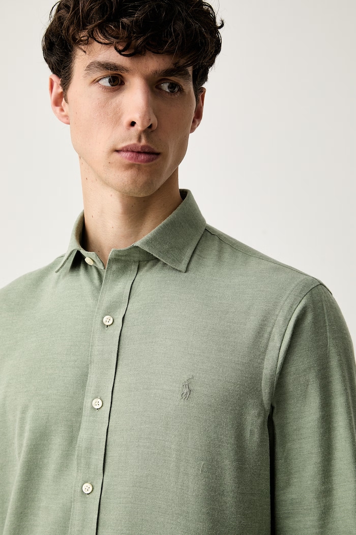 Polo Ralph Lauren férfi ing pamuttal zöld 710B22592