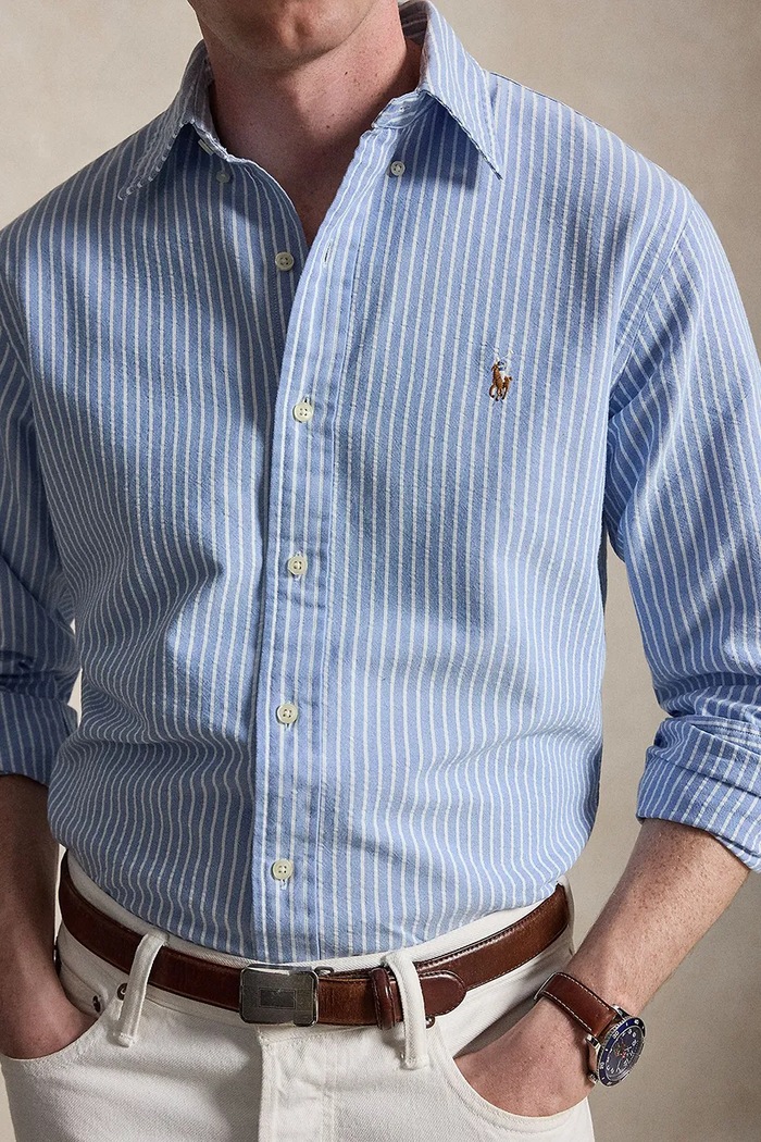 Polo Ralph Lauren srajca moška bombažna modra 710B22593
