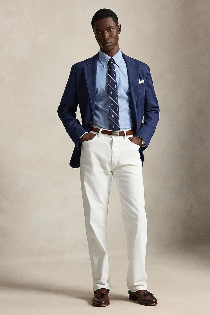 Odzież Polo Ralph Lauren koszula oxford męska bawełniana 712B22539 niebieski