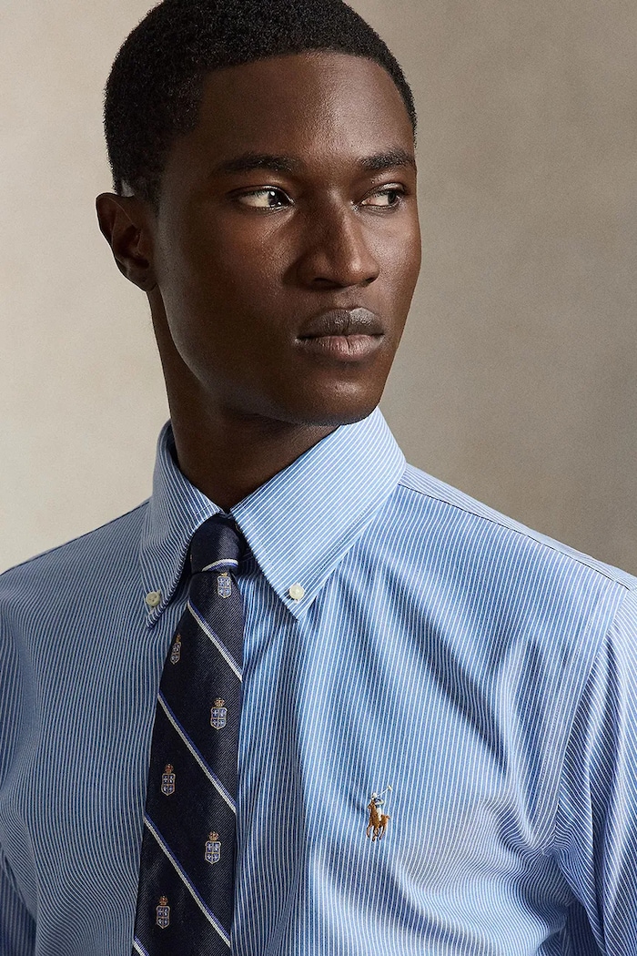 Polo Ralph Lauren риза тип Оксфорд мъжка от памук син 712B22539