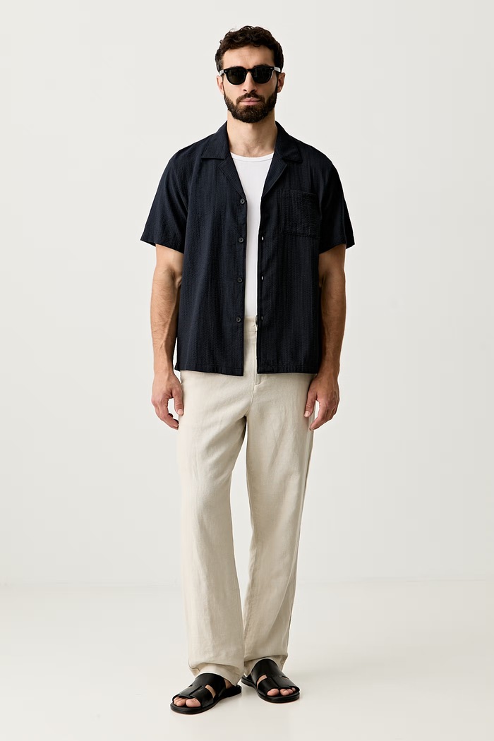BOSS koszula męska z bawełną Relax_Shirt 50561168 granatowy AW26