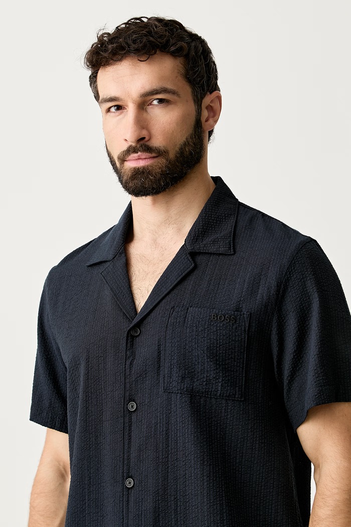 BOSS koszula męska z bawełną Relax_Shirt granatowy 50561168