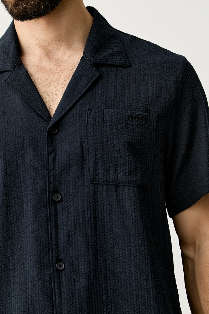 BOSS koszula męska z bawełną Relax_Shirt 50561168 granatowy