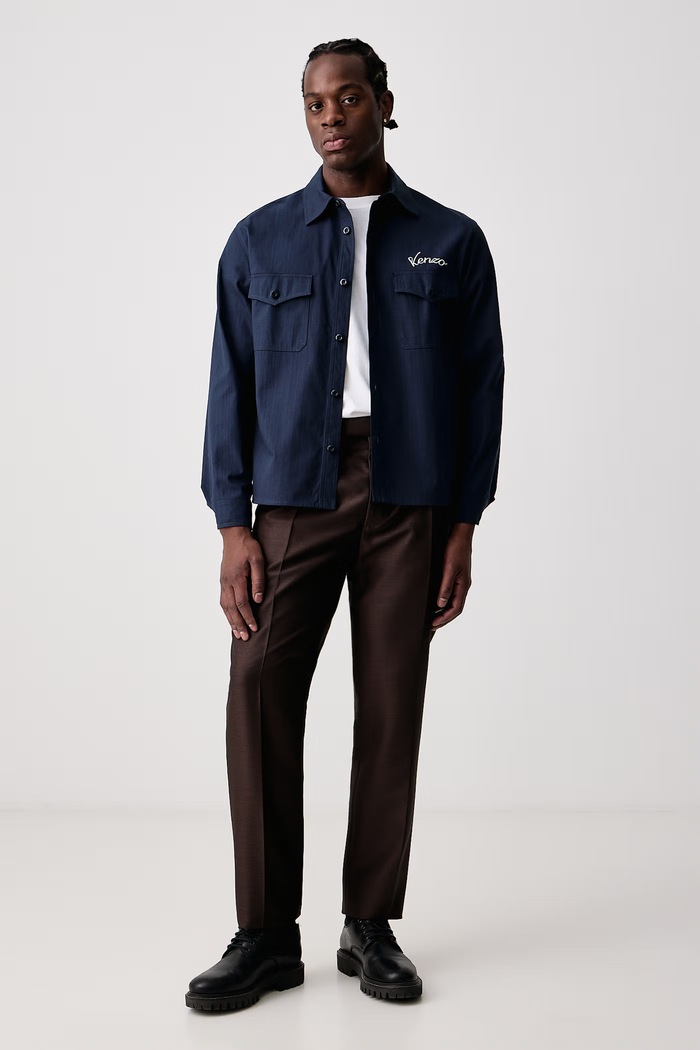 Kenzo Koszula męska bawełniana FG65CH5489PK granatowy AW26