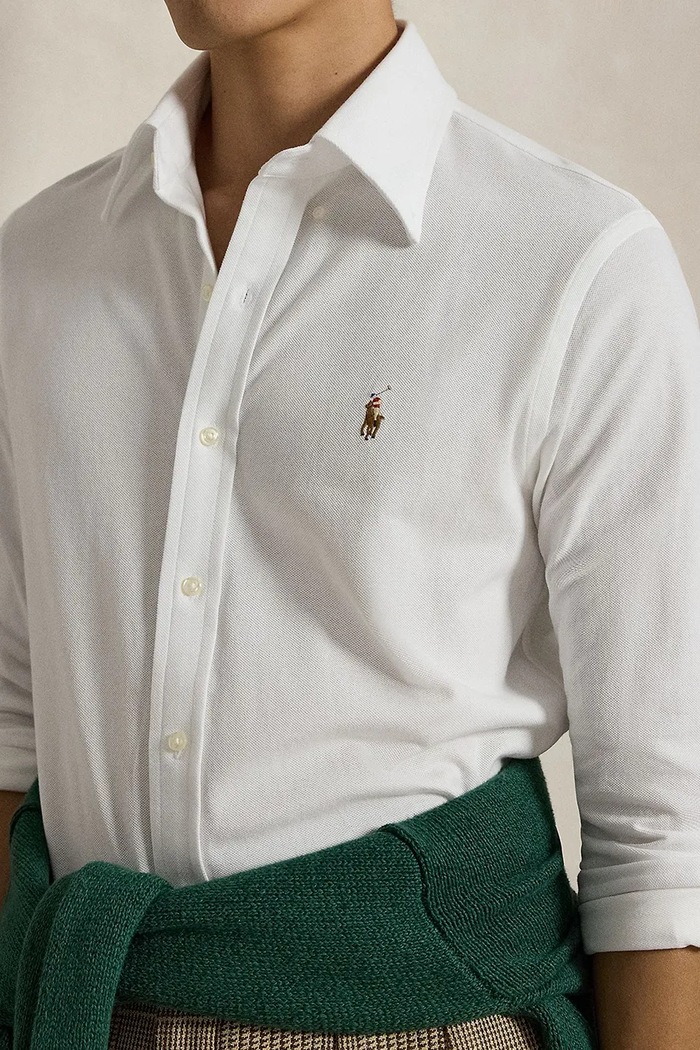 Polo Ralph Lauren cămașă oxford pentru bărbați din bumbac alb 710P03967
