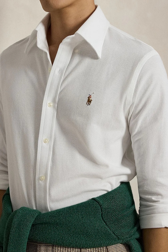 Polo Ralph Lauren cămașă oxford pentru bărbați din bumbac alb 710P03967