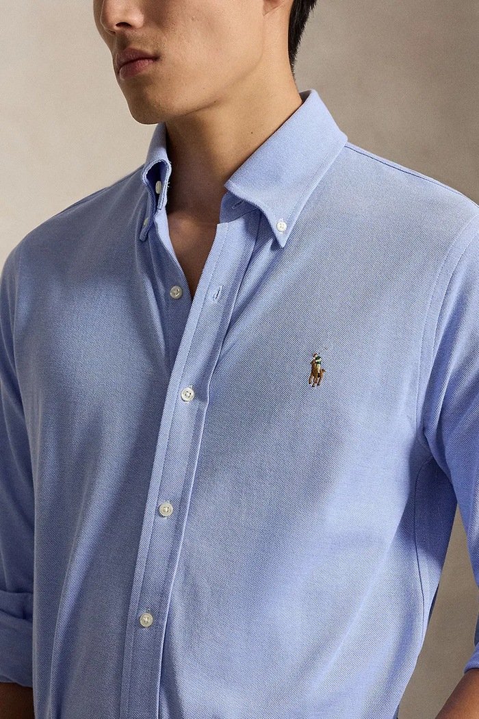 Дрехи Polo Ralph Lauren риза тип Оксфорд мъжка от памук 710P03967 син