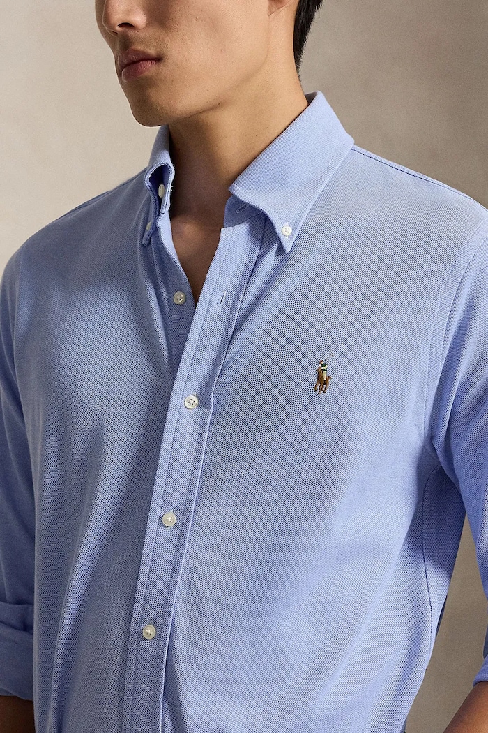 Дрехи Polo Ralph Lauren риза тип Оксфорд мъжка от памук 710P03967 син