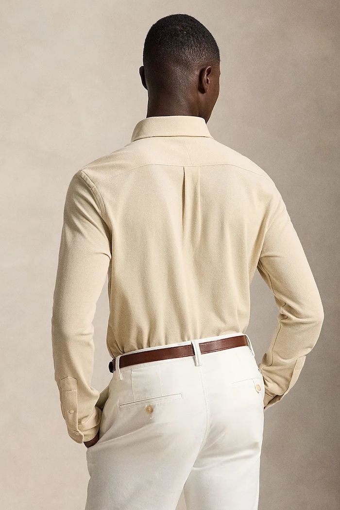 Polo Ralph Lauren cămașă oxford pentru bărbați din bumbac 710P03967 bej AW26
