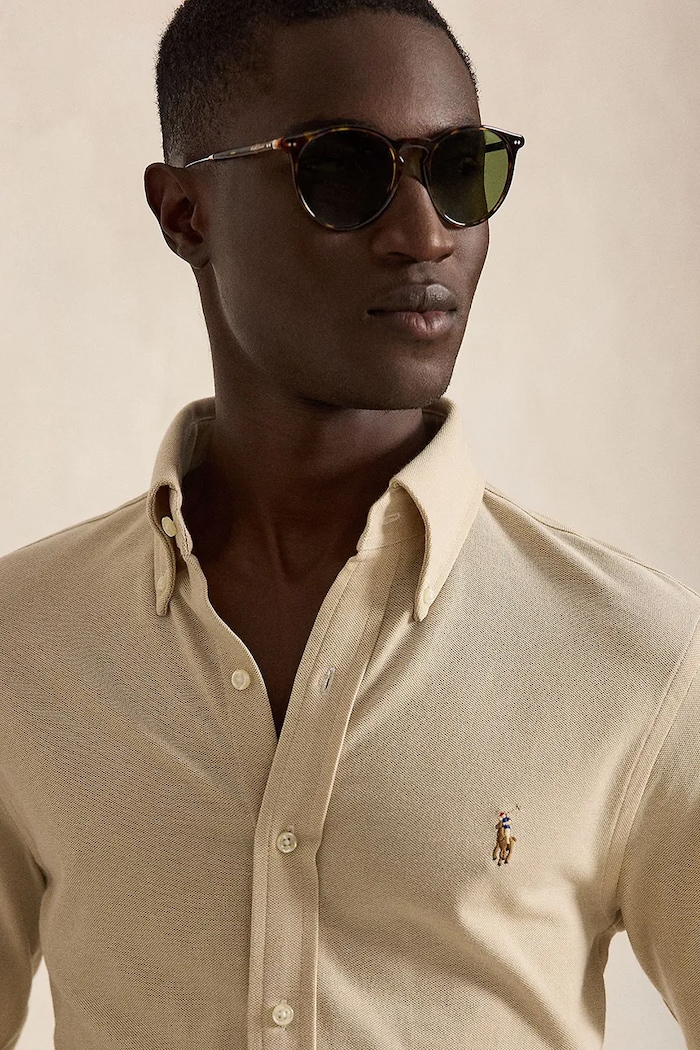 Polo Ralph Lauren cămașă oxford pentru bărbați din bumbac bej 710P03967