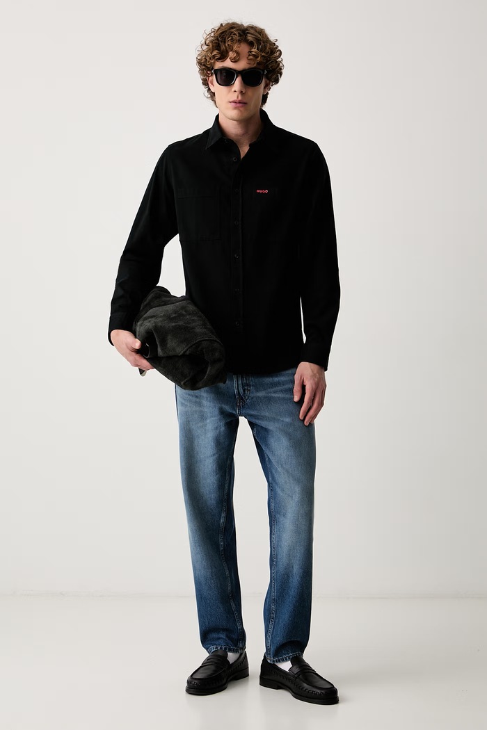 HUGO košile pánská bavlněná Egrin 50566885 černá AW26