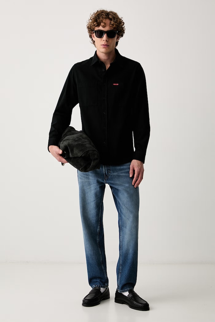 HUGO košile pánská bavlněná Egrin 50566885 černá AW26