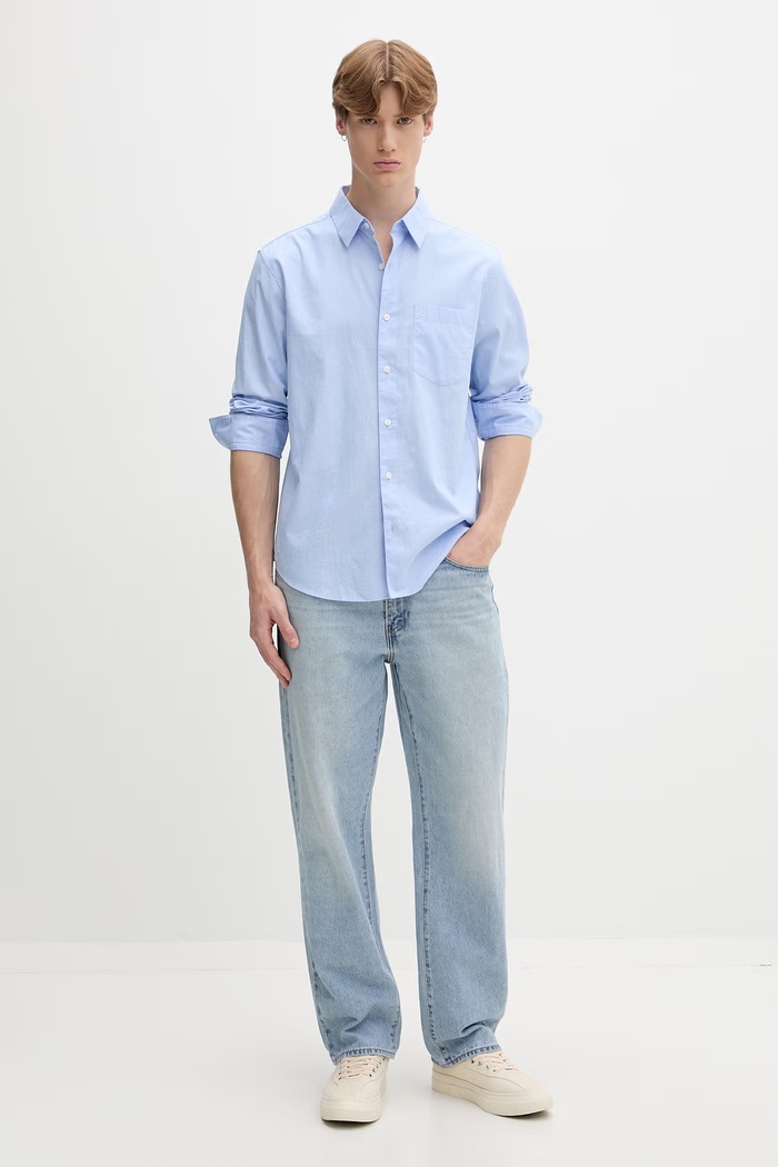 Calvin Klein srajca moška bombažna LV04LG127G modra AW26
