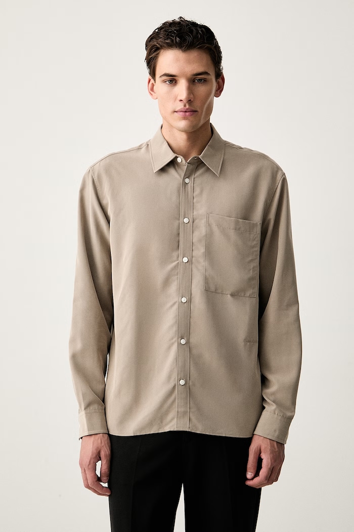 Calvin Klein koszula męska z modalem beżowy LV04LF113G