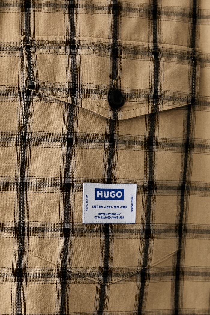 HUGO Blue рубашка для мужчин из хлопка Ebaltow 50565392 бежевый