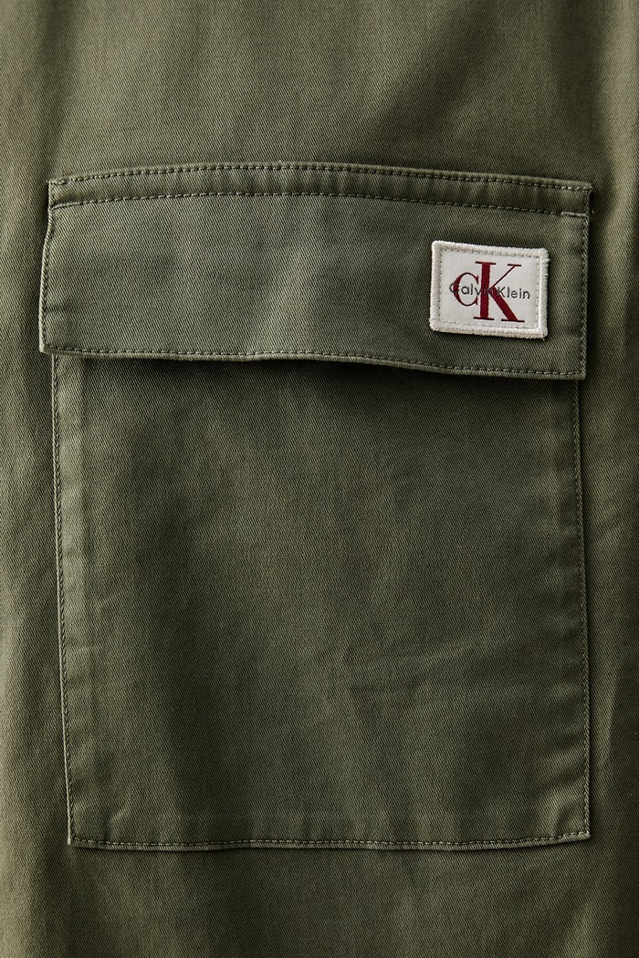 Calvin Klein Jeans safari košile pánská bavlněná s elastanem LV14RF123G zelená