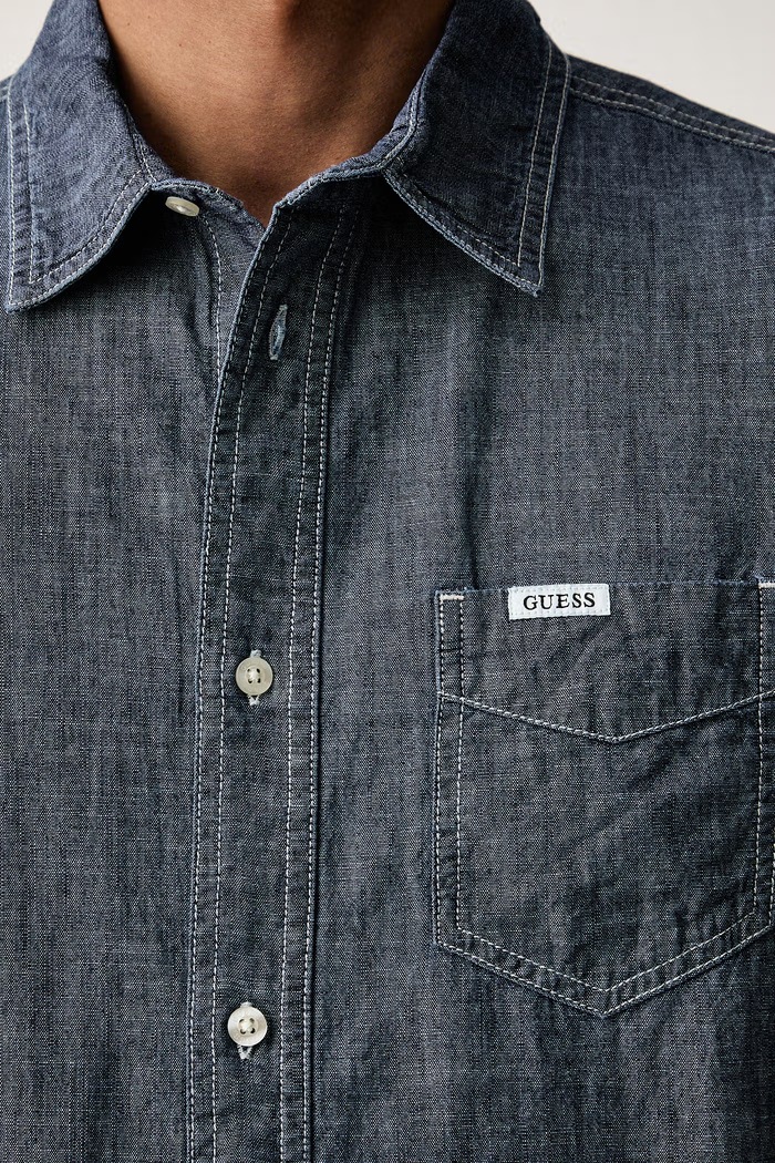 Guess koszula męska jeansowa RONNIE M6YH44.D1297 granatowy