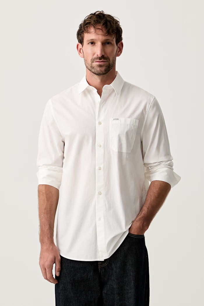 Guess πουκάμισο ανδρικό βαμβακερό λευκό M6YH14.W2736